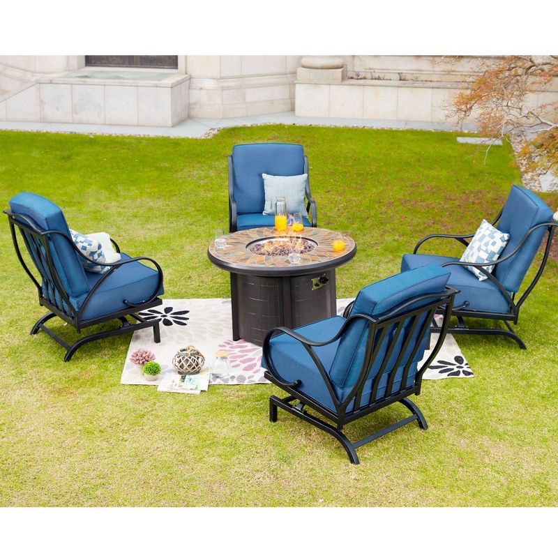 5pc Conversation Steel Patio Seating Sets Blue - Lokatse