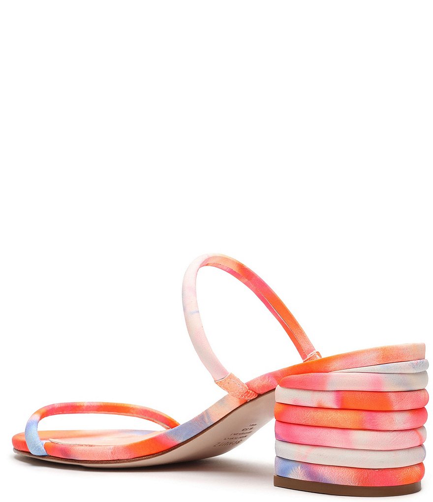 Schutz Kyra Tie-Dye Suede Sculptural Heel Dress Sandals