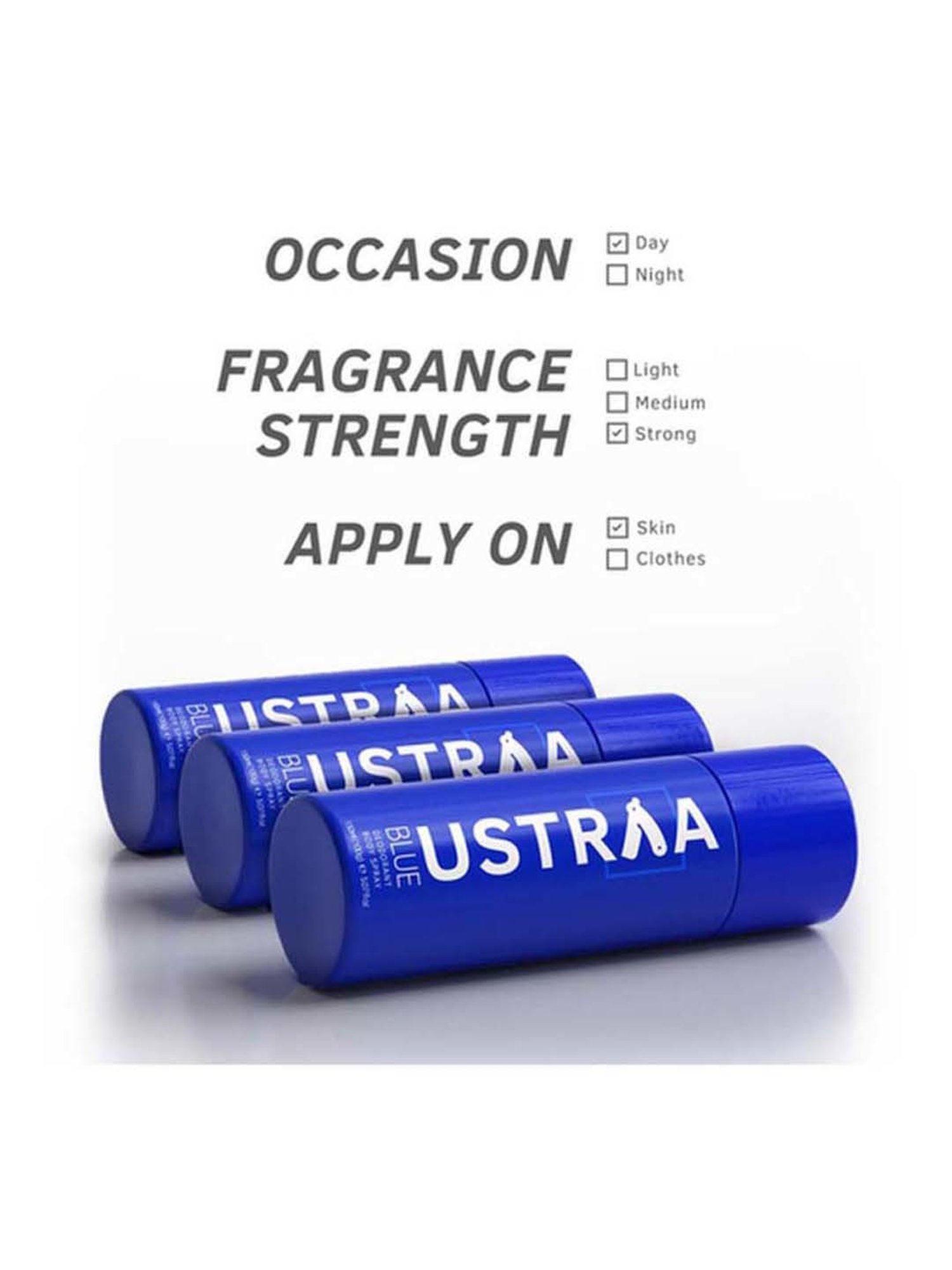 Ustraa Blue Deodorant Body Spray (Set of 3)