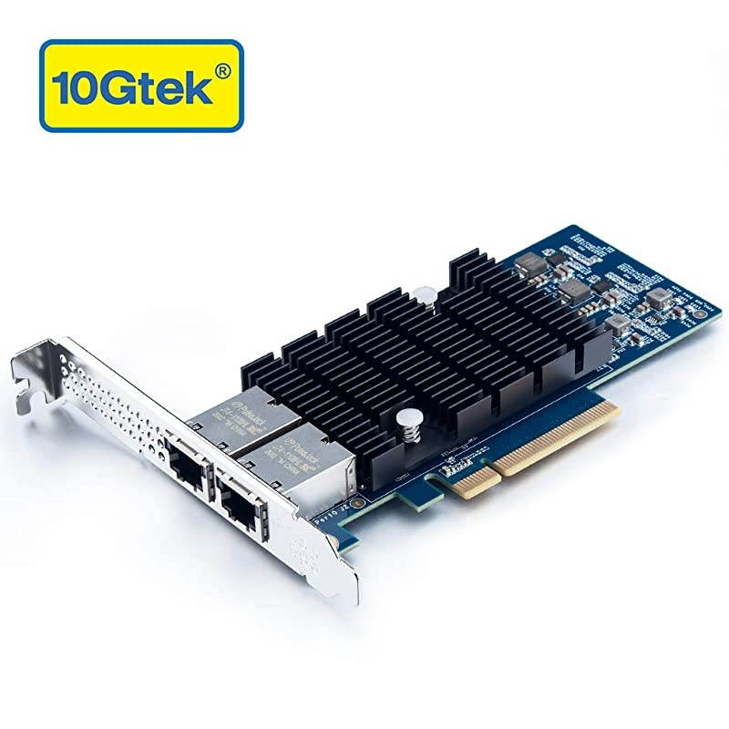 PCI-E NIC Network Card, Dual Copper RJ45 Port, PCI Express Ethernet LAN Adapter Support Windows Server/Windows/Linux/ESX, Compare to Intel X540-T2