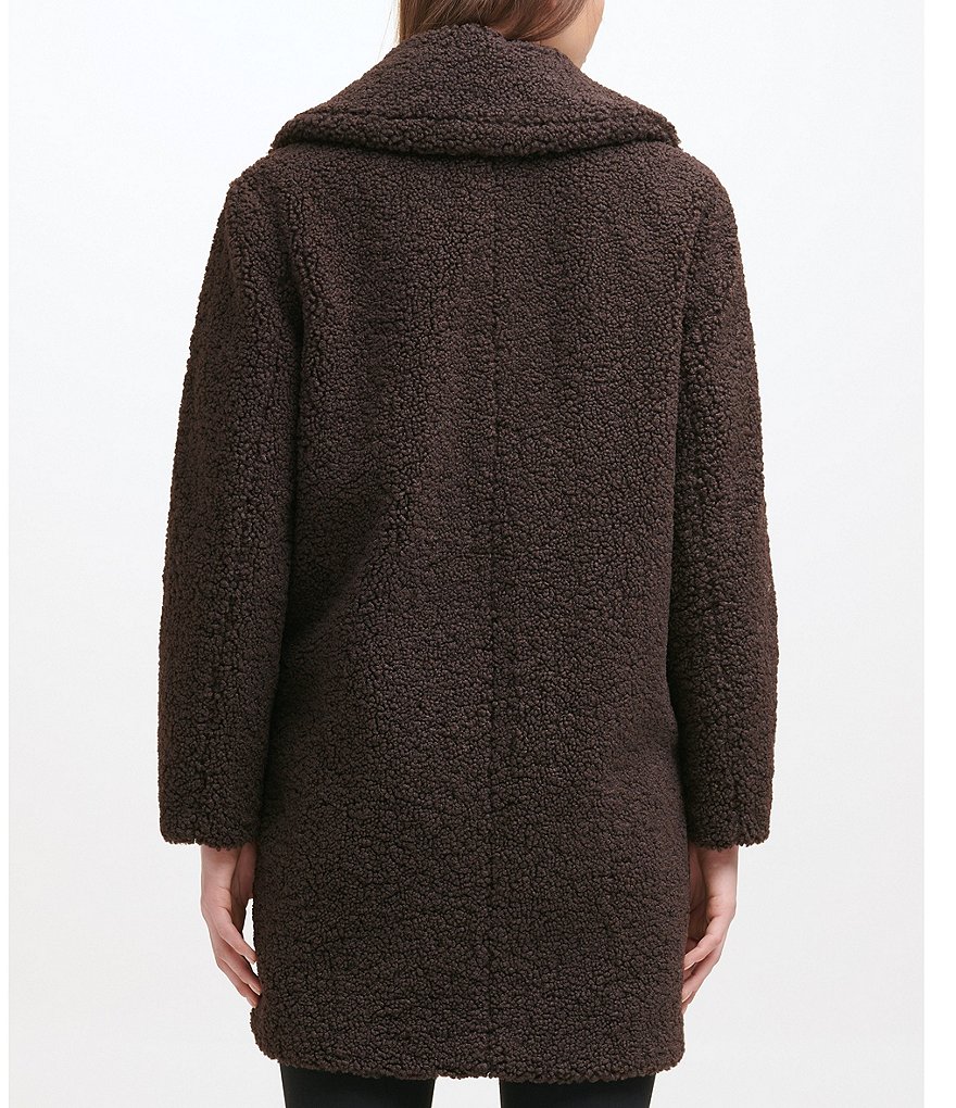 Kenneth Cole New York Sherpa Double Breasted Chubby Notch Collar Coat