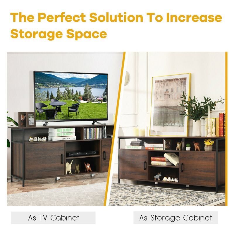 Costway 58'' Wood TV Stand Entertainment Media Center Console w/ Storage Cabinet