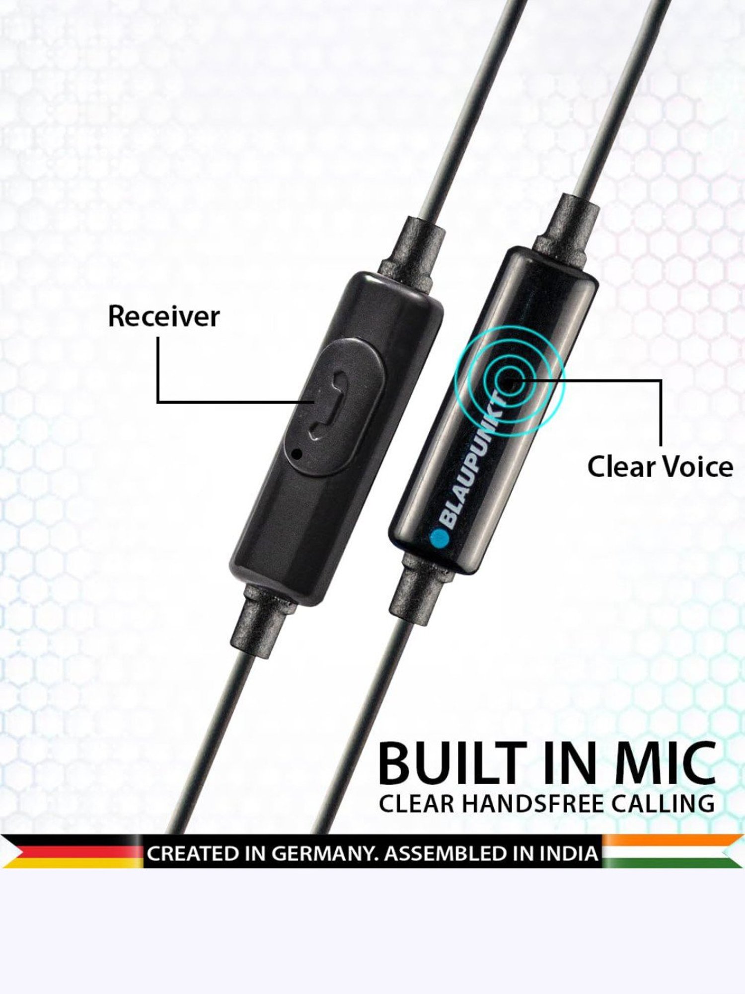 Blaupunkt EM06 in-Ear Type C Wired Earphone with Mic, Deep Bass HD Sound & Noise Isolation (Blue)