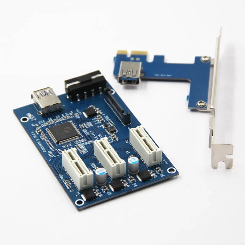 NEW PCIe 1 to 3 PCI express 1X slots Riser Card Mini ITX to external 3 PCI e slot adapter PCIe Port Multiplier Card
