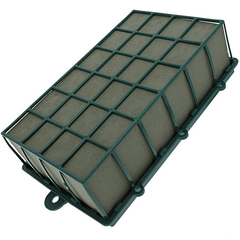 Genie Crafts Floral Wet Foam Brick with Cage and Handles for Fresh Flowers 10.5" x 6" x 3.5"