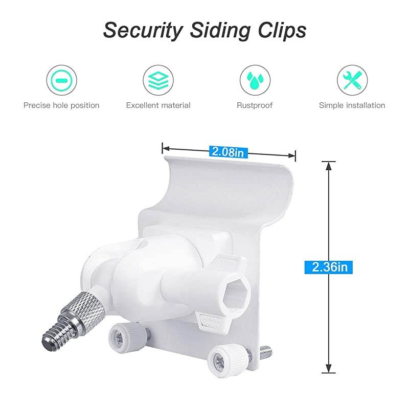 Upgraded Version  Vinyl Siding Clips for Arlo ZUMIMALL Ring Eufy Security Camera Hanger Hooks for Mounting Security Camera Weatherproof Stainless Steel Material 1 Pack White
