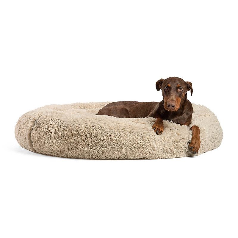 Best Friends by Sheri Luxury 45" Shag Faux Fur Donut Cuddler Pet Bed, Taupe