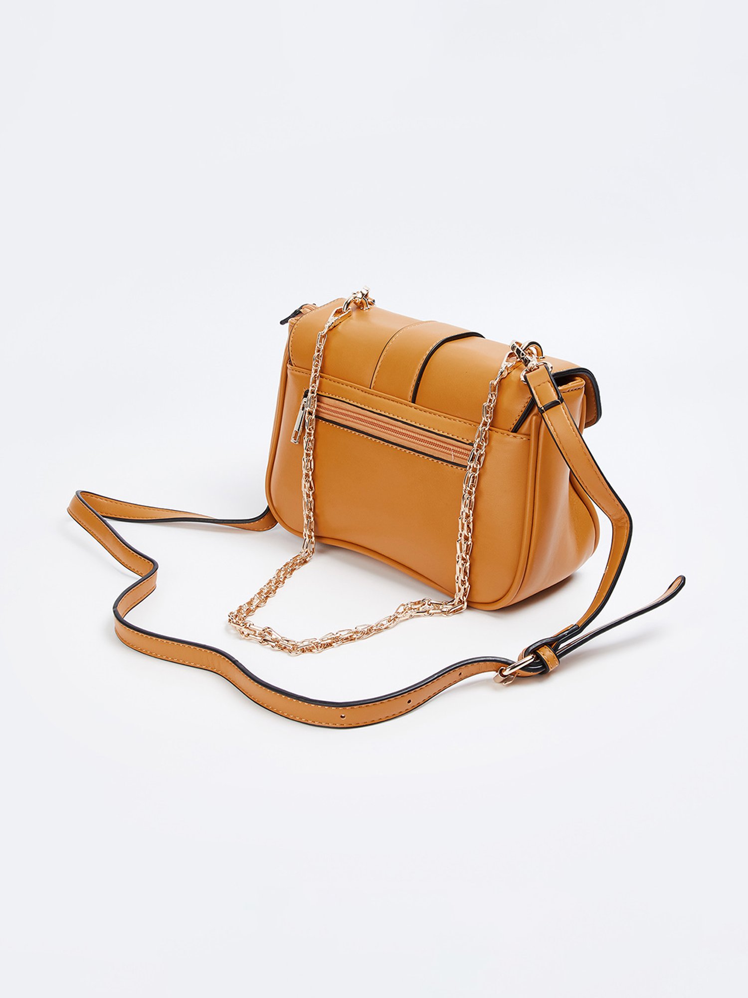 Elle Brown & White Textured Sling Handbag