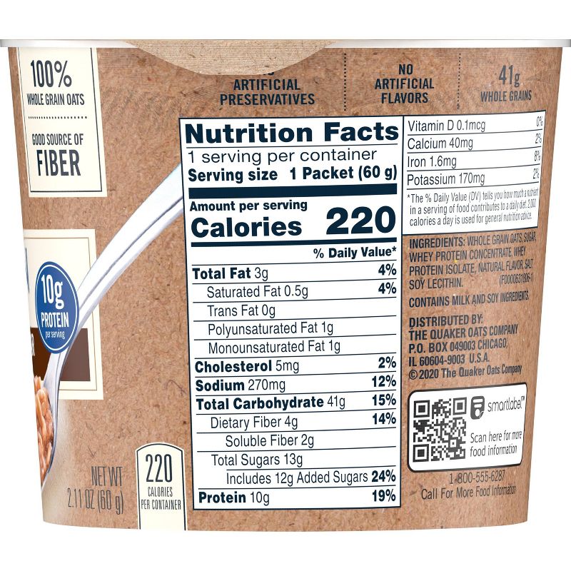 Quaker Instant Oatmeal Cup Protein Maple Brown Sugar - 2.11oz