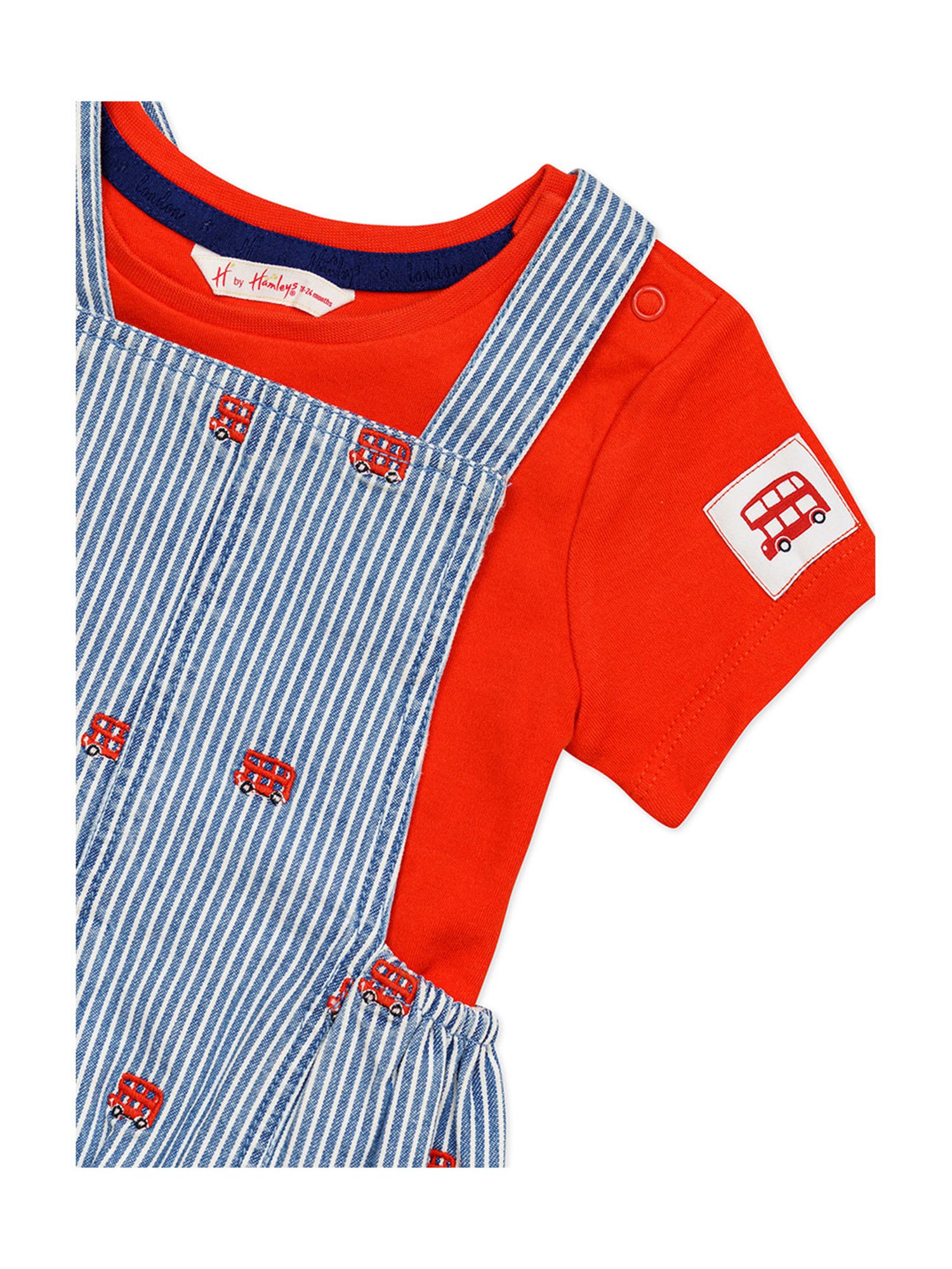 H by Hamleys Kids Red & White Checks T-Shirt with Dungree