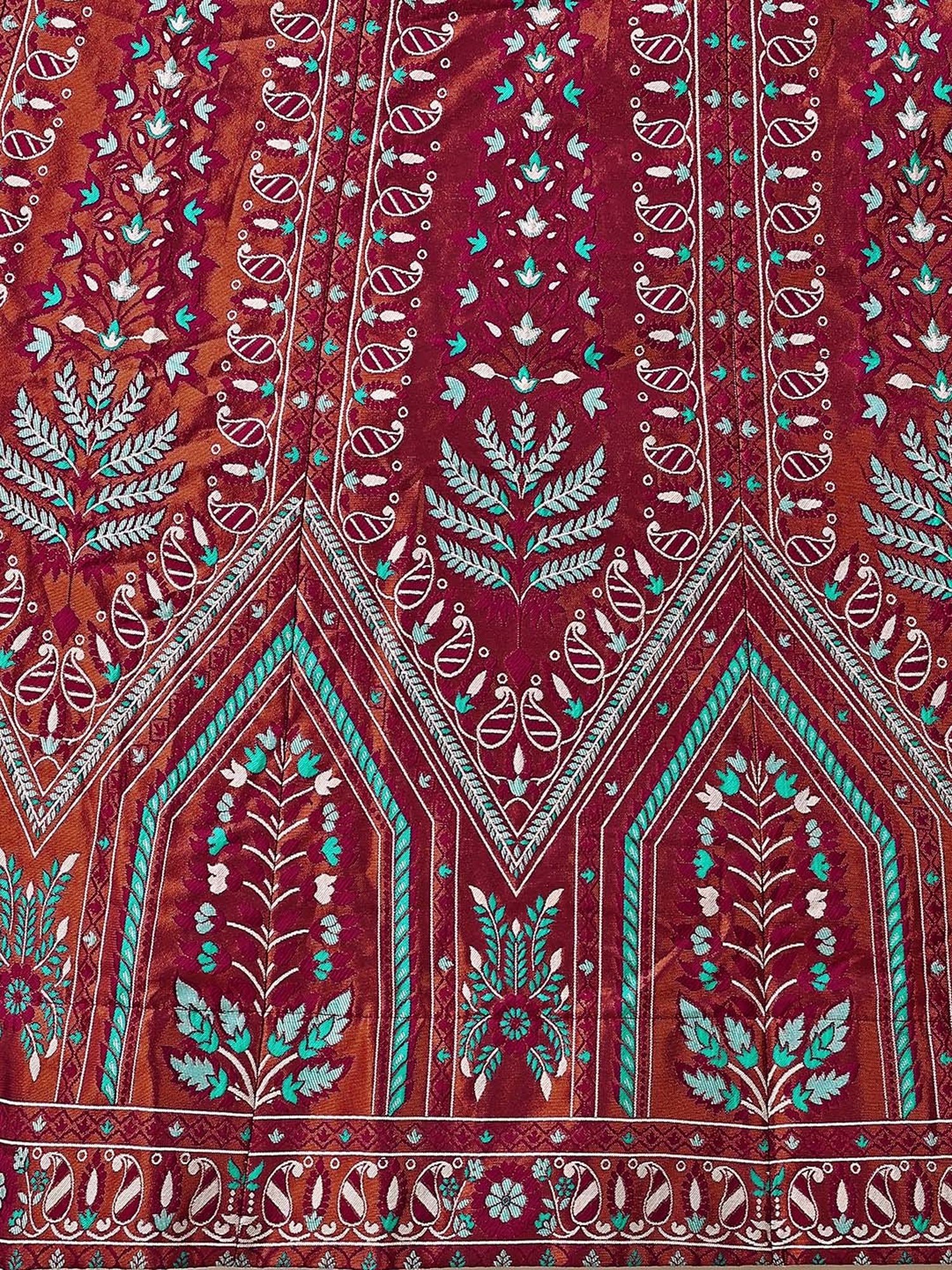 PURVAJA Maroon Woven Lehenga Choli Set With Dupatta