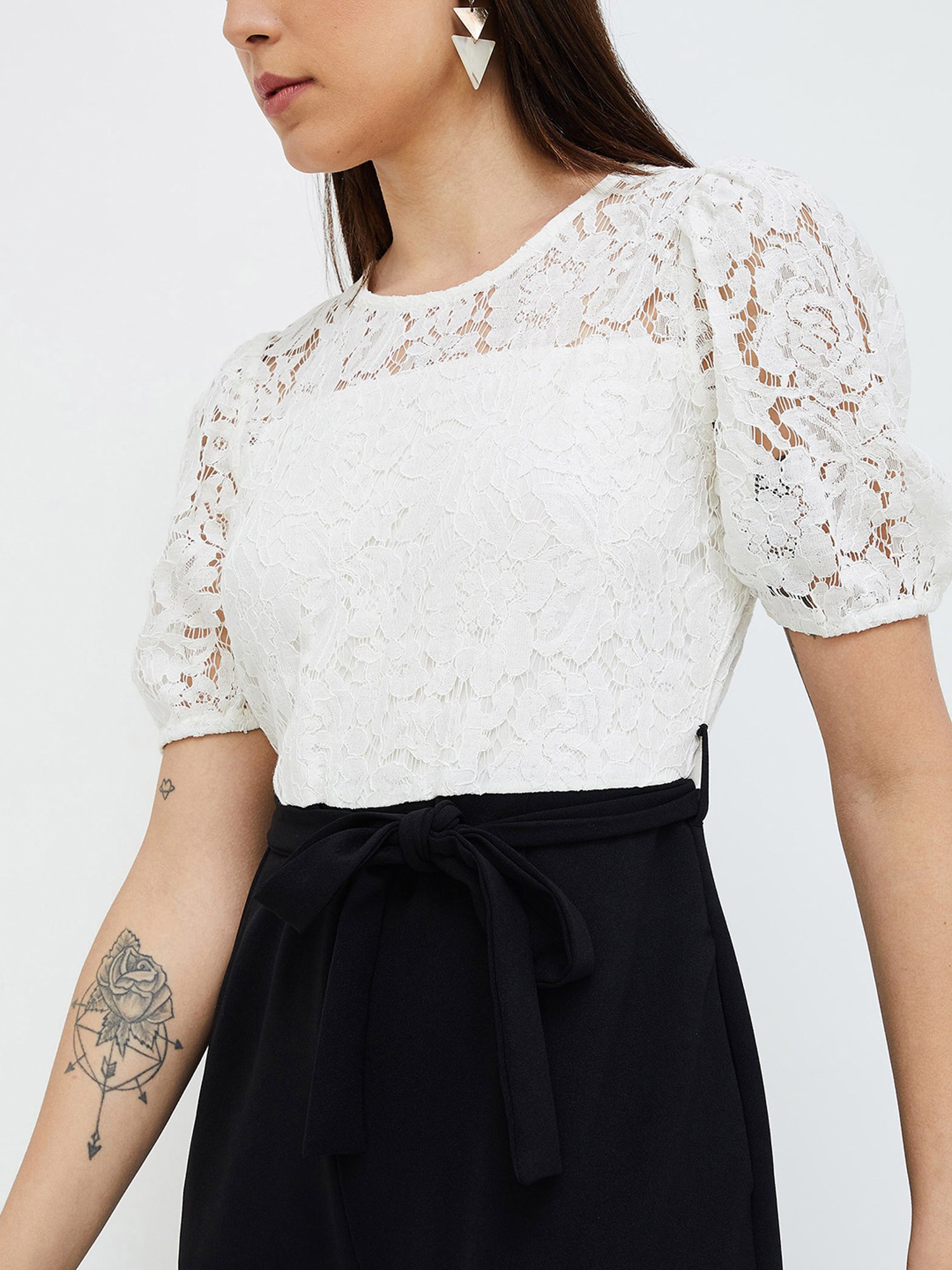Code by Lifestyle Black & White Lace Jumpsuit