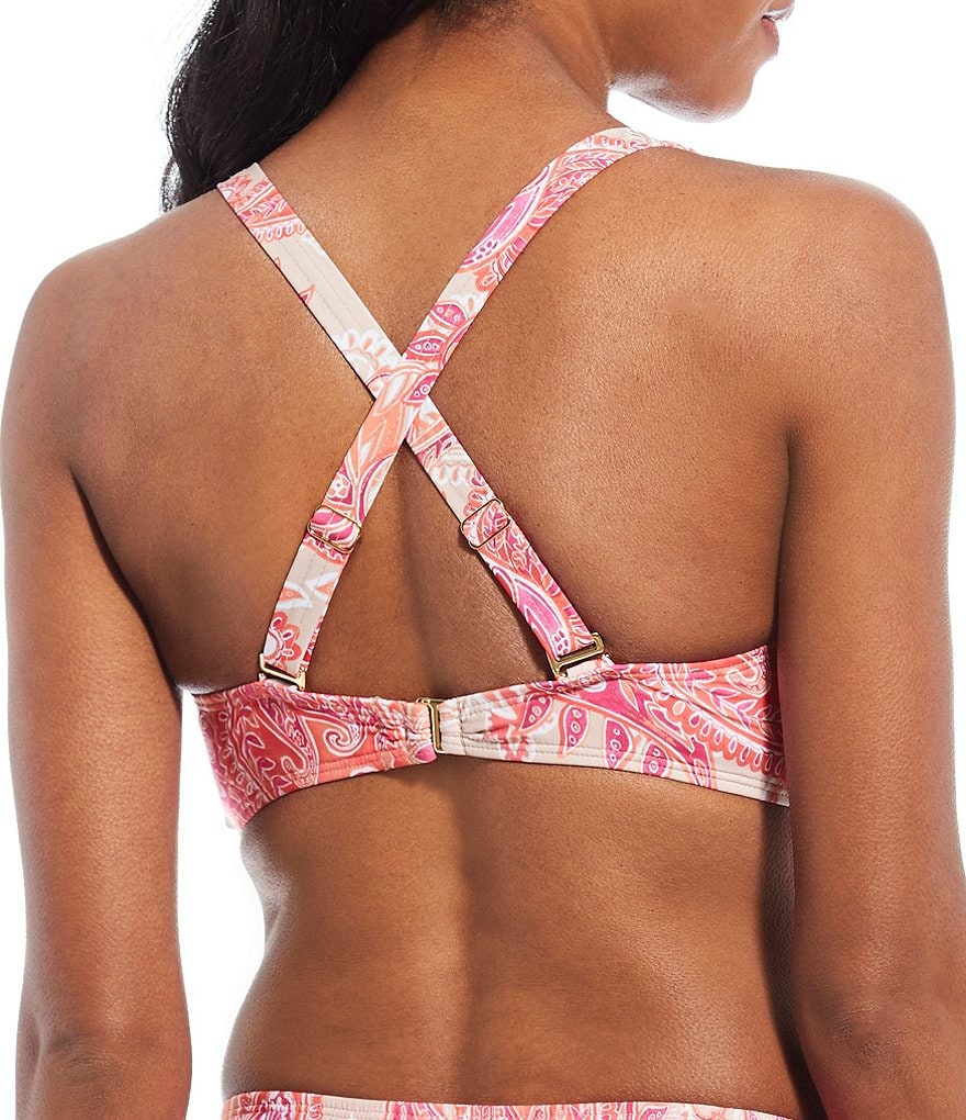 Alex Marie Sunset Paisley Twist Front Bralette Swim Top