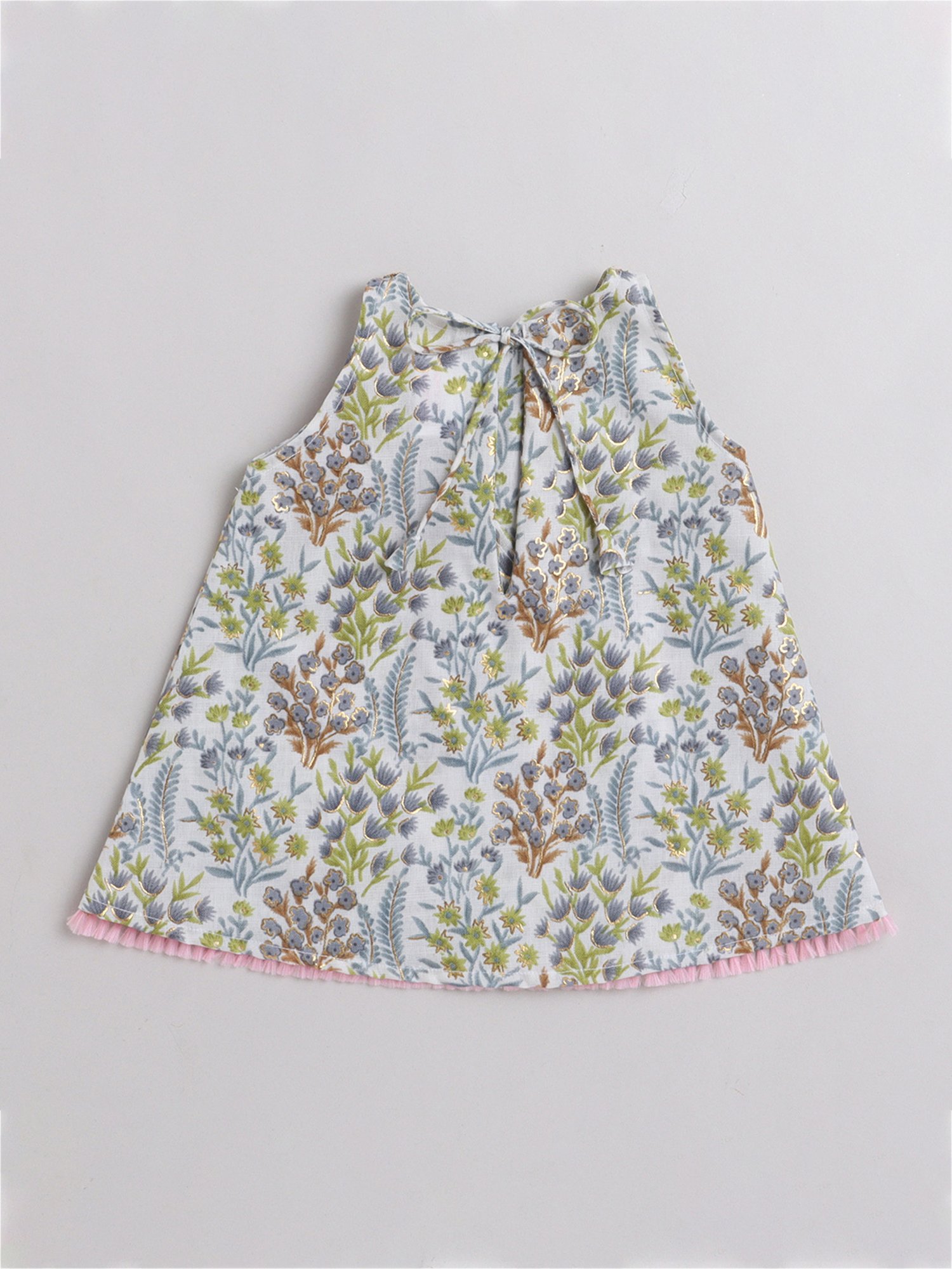 Many Frocks Kids White & Grey Embellished Top with Dhoti