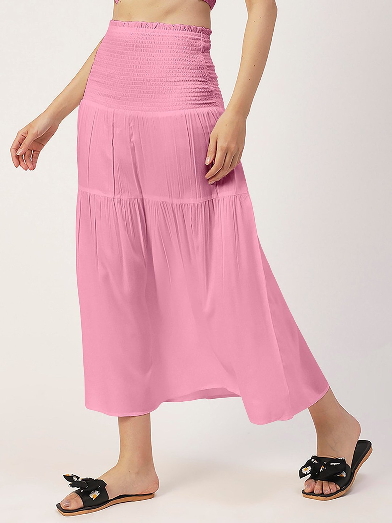 Moomaya Light Pink Midi Skirt