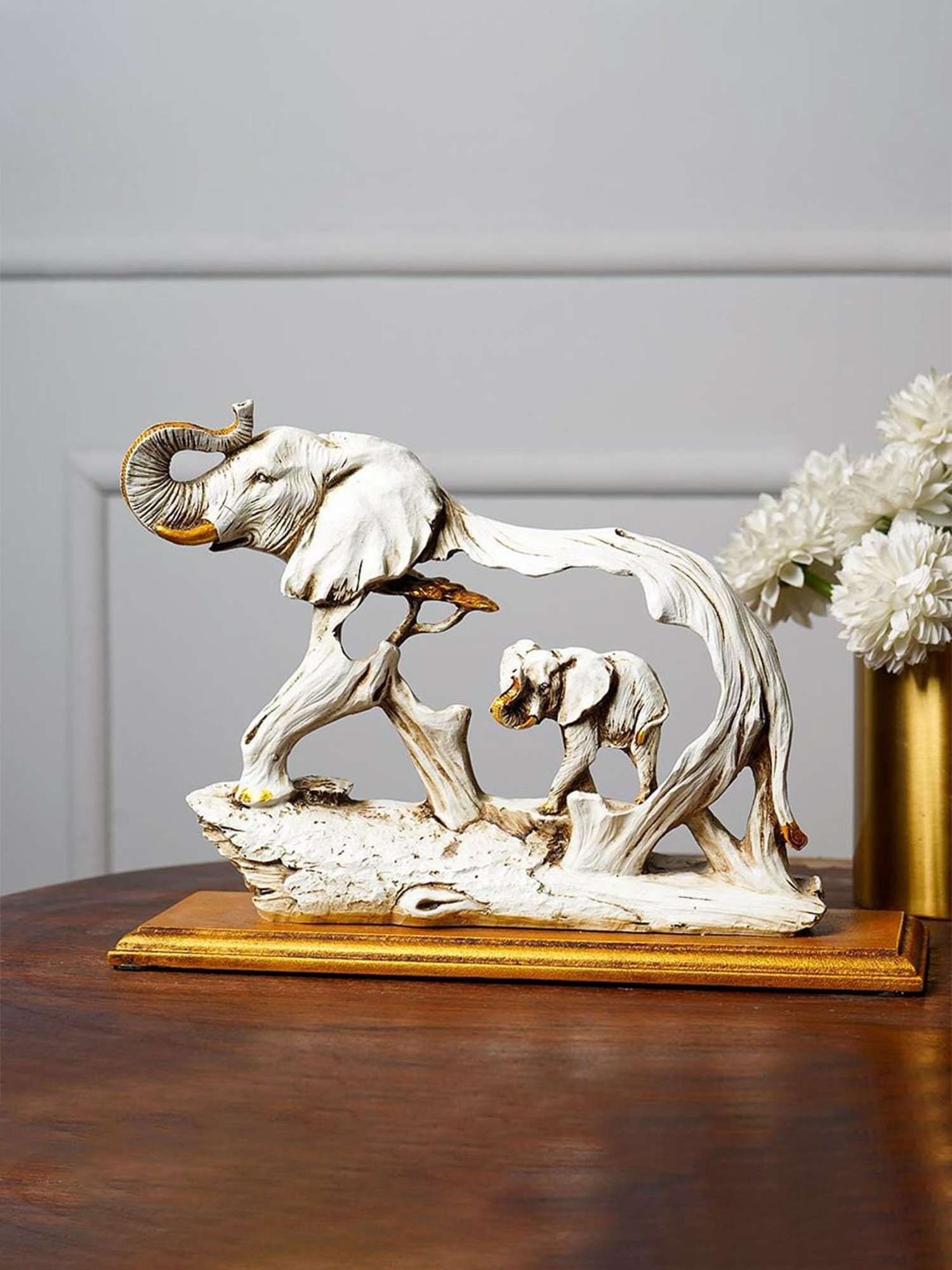 The Artment White Resin Feng Shui Elephant Showpiece