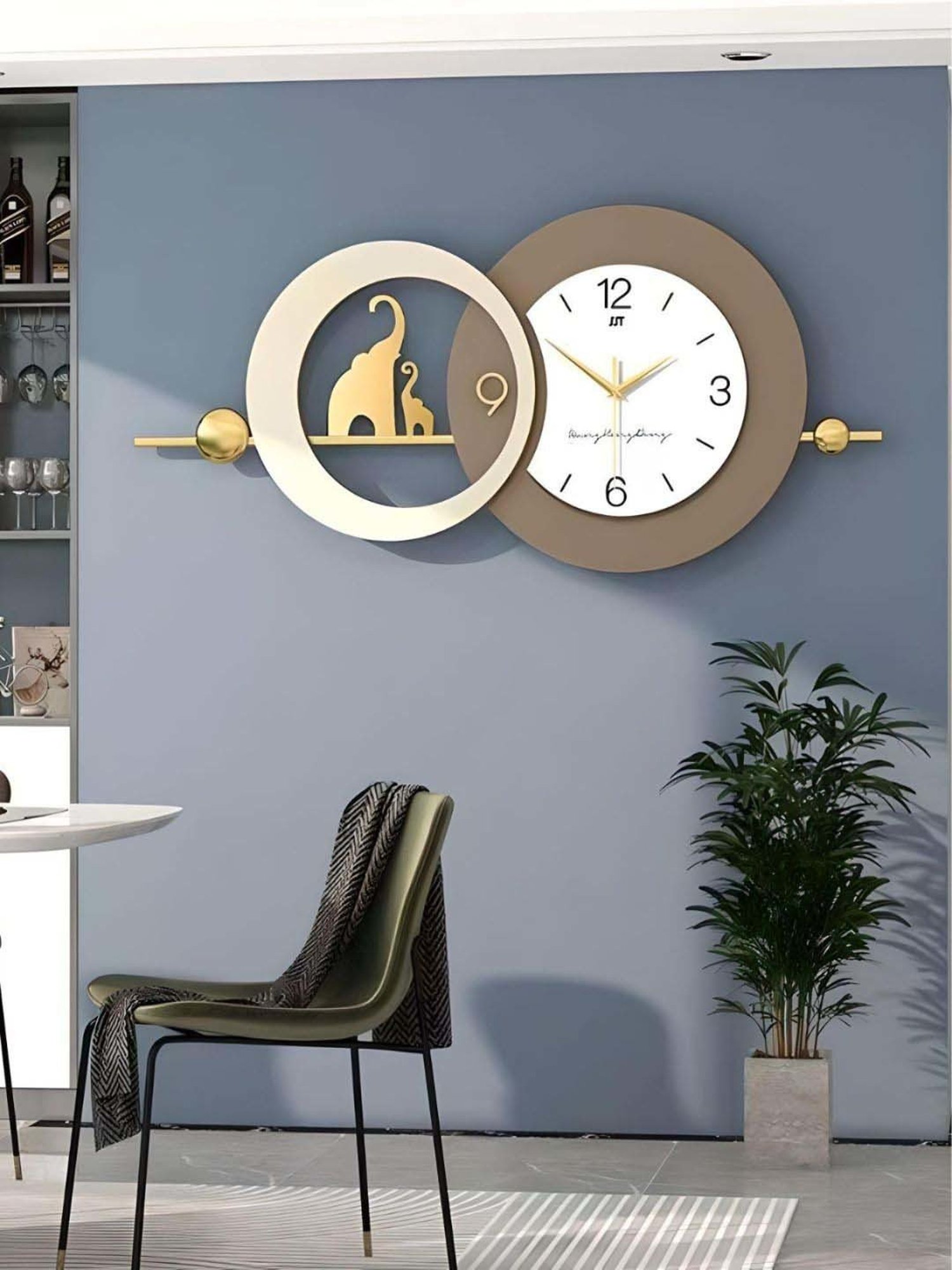 The Art House Brown & Gold Metal Clock
