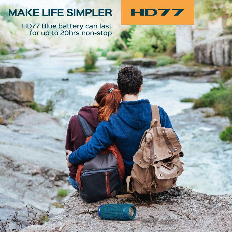 TREBLAB HD77 Premium Bluetooth Speaker TWS - Loud HD Surround Sound, Wireless Dual Pairing, 25W Powerful Bass, 20H Battery, Best for Outdoor Sports - True Stereo IPX6 Waterproof Cordless