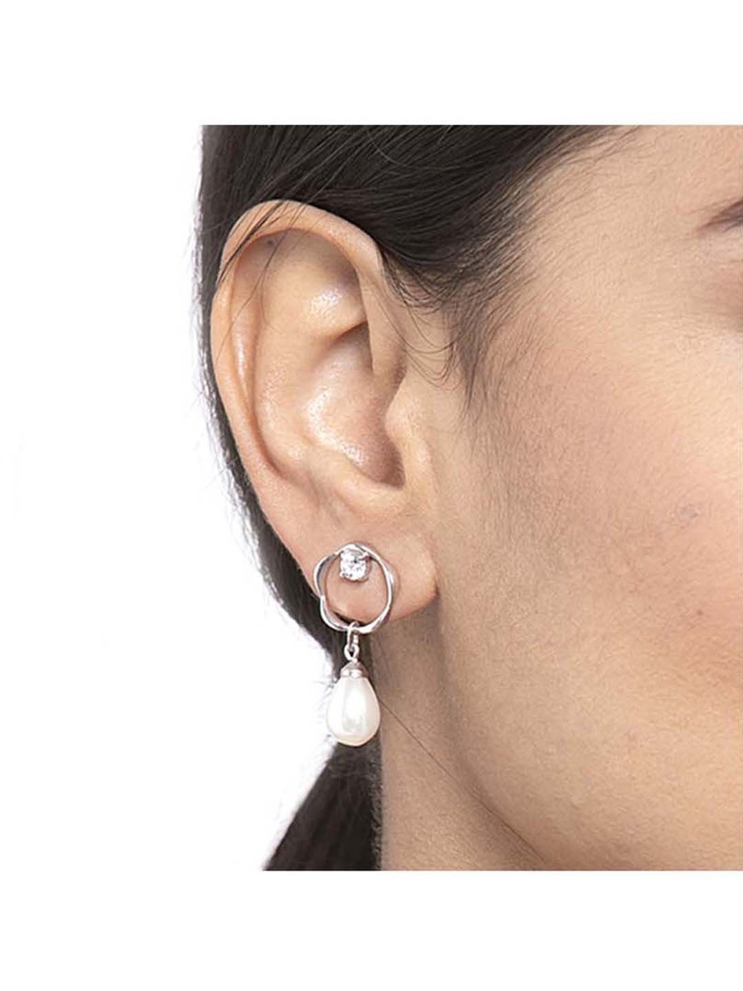 Clara 92.5 Sterling Silver Rhodium-Plated Swiss Zirconia Sara Earrings