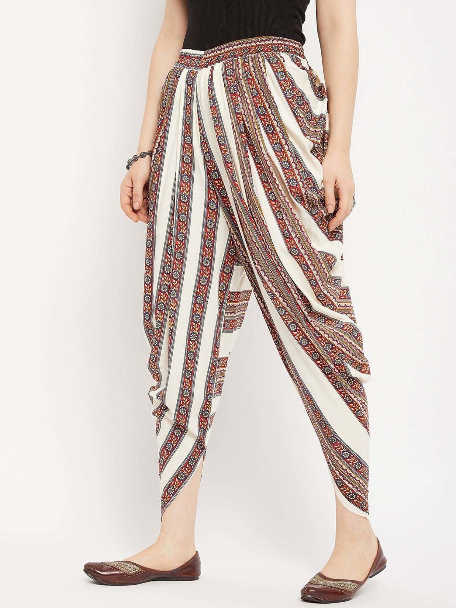 Castle Off-White Printed Dhoti Pants