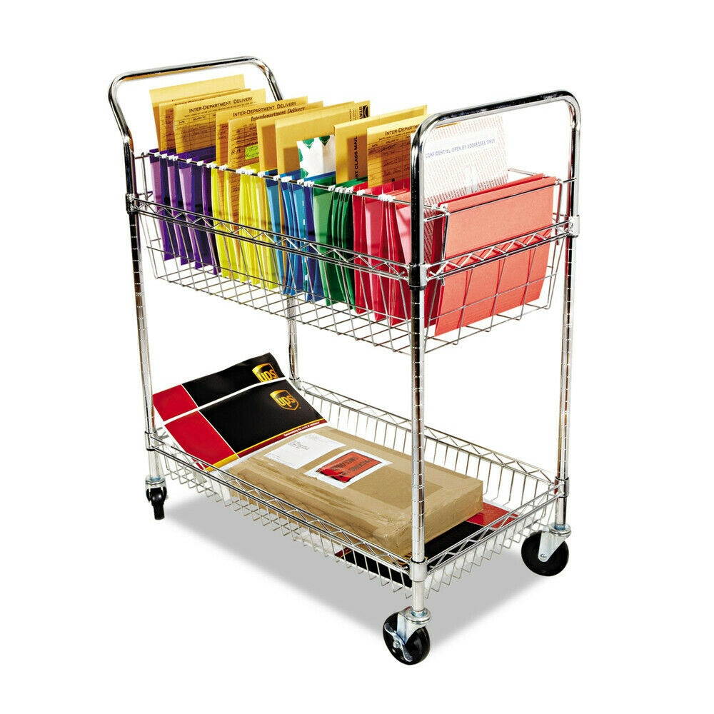 Alera Carry-All Cart/mail Cart Two-Shelf 34-7/8wx18dx39-1/2h Silver MC3518SR NEW