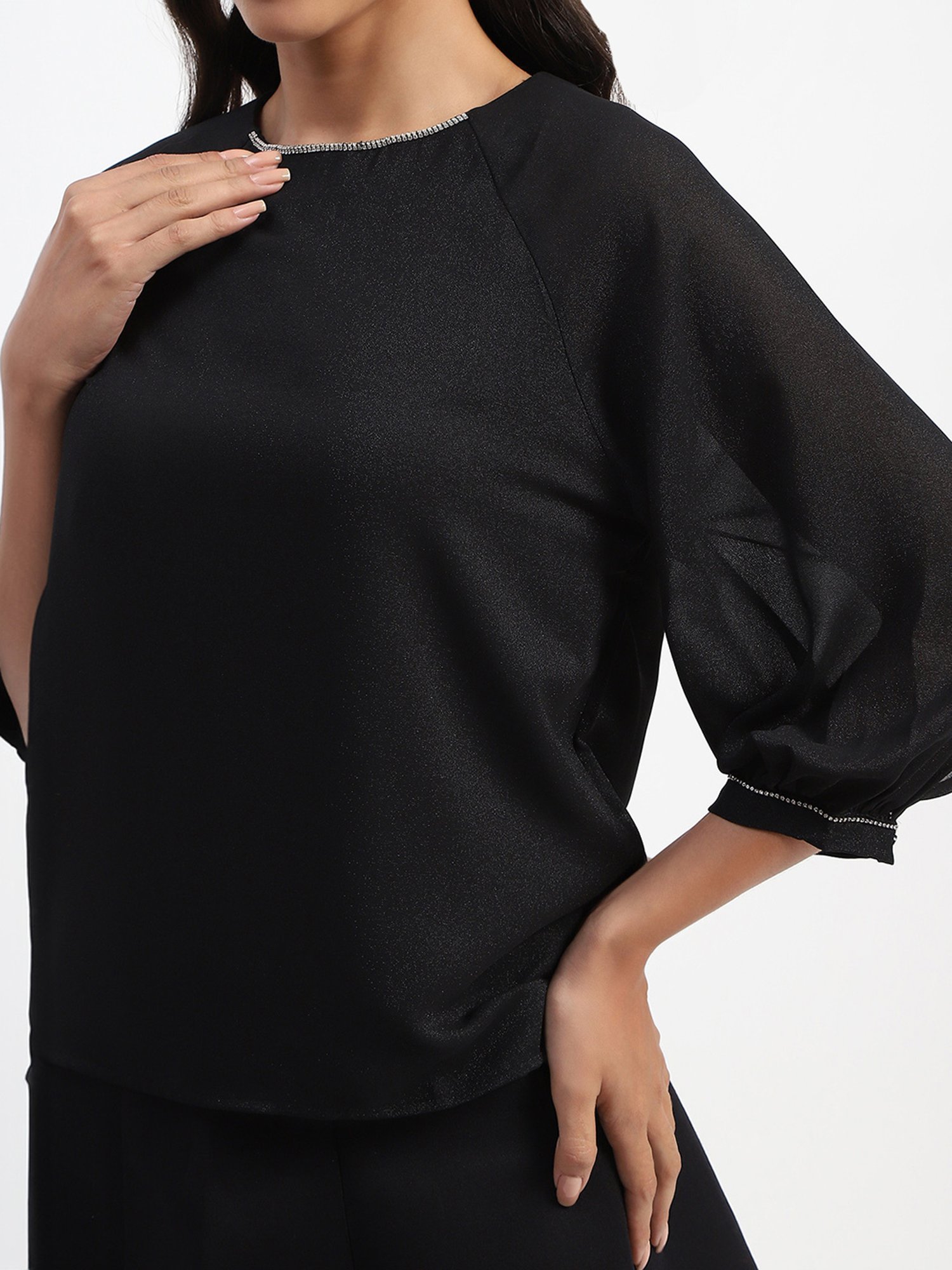 MADAME Black Embellished Top