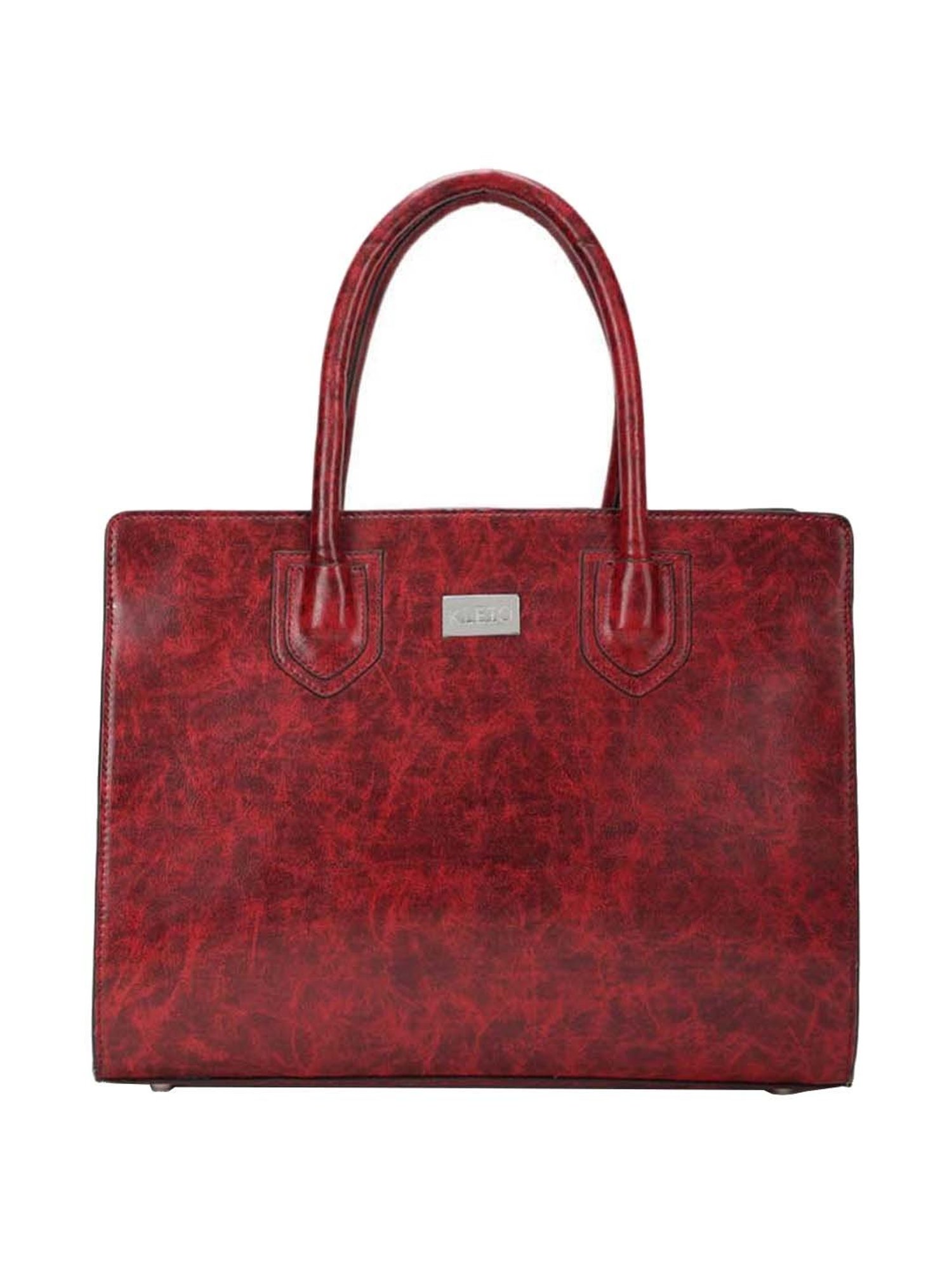 KLEIO Maroon Solid Medium Tote Handbag