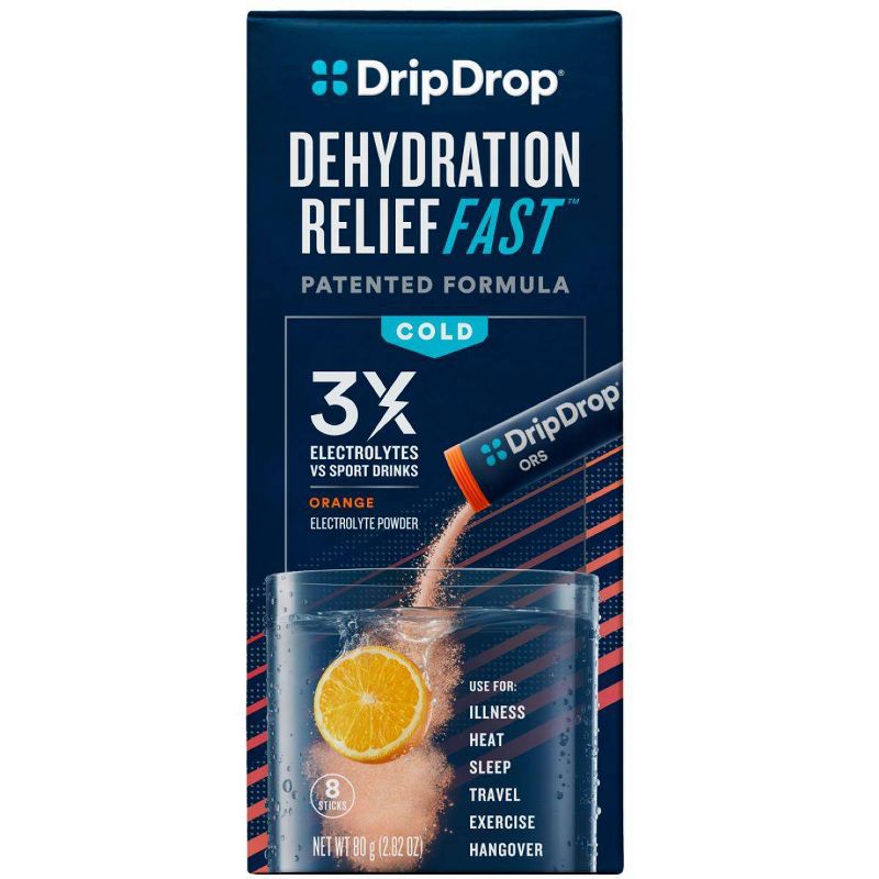 DripDrop ORS 10g Electrolyte Powder - Orange - 8ct