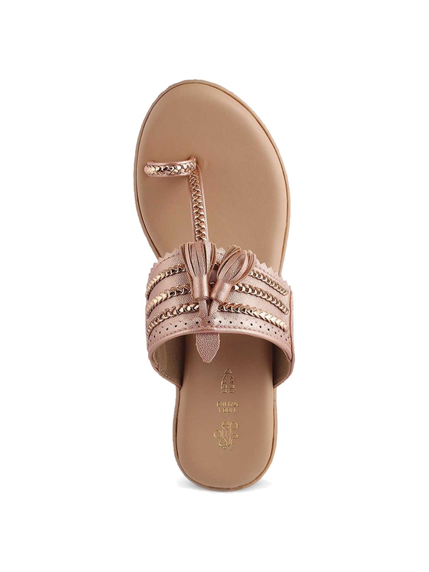 Tresmode Women's Champagne Toe Ring Wedges