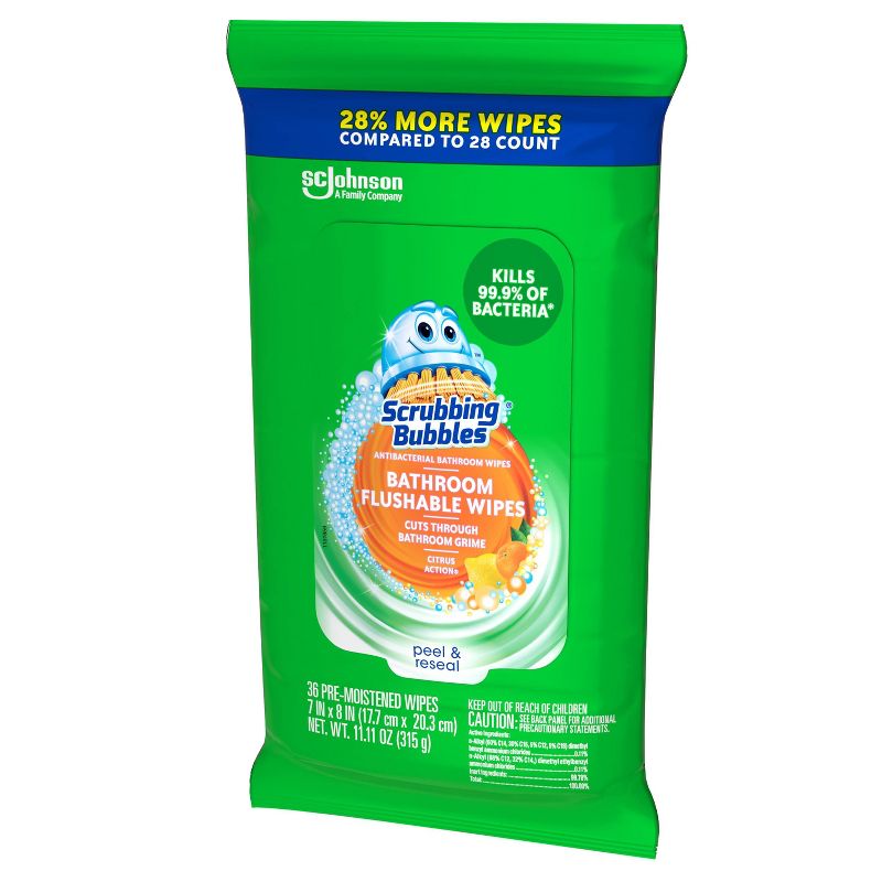 Scrubbing Bubbles Flushable Wipes 28% More - 36ct