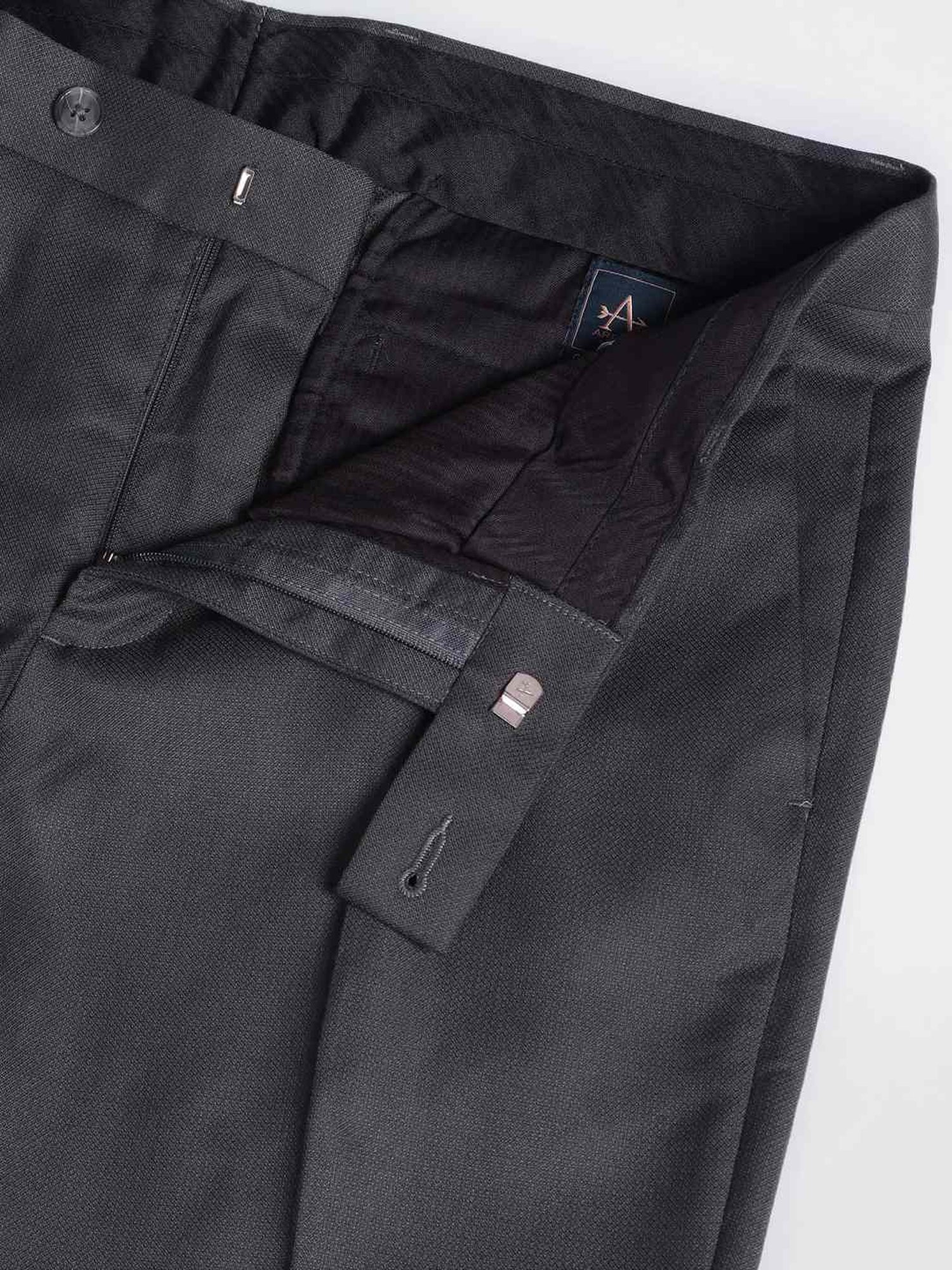 Arrow Grey Regular Fit Self Pattern Trousers