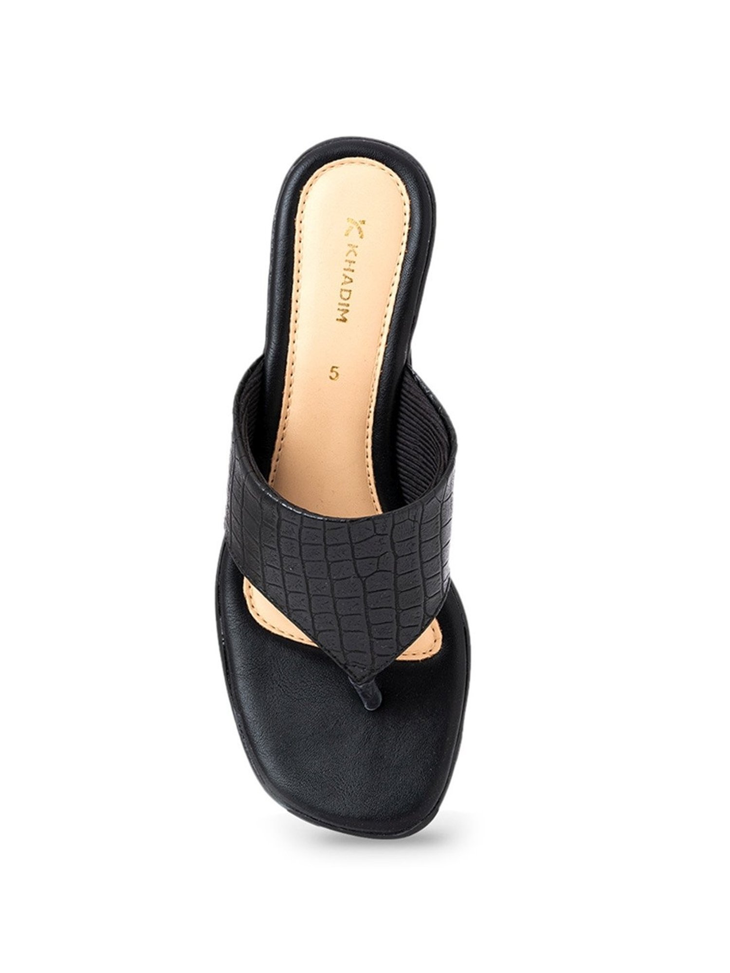 Khadim Women's Black Thong Sandals