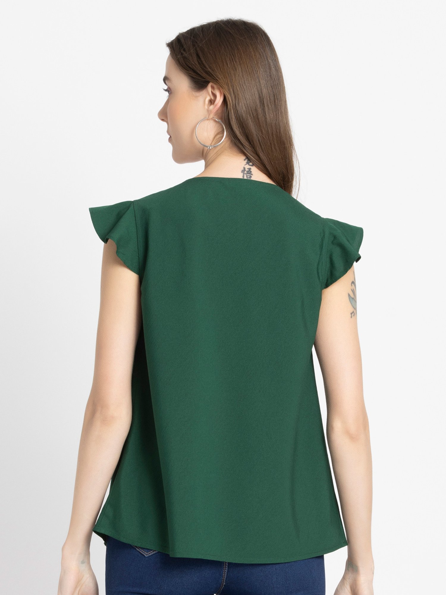 SHAYE Green Embroidered Top