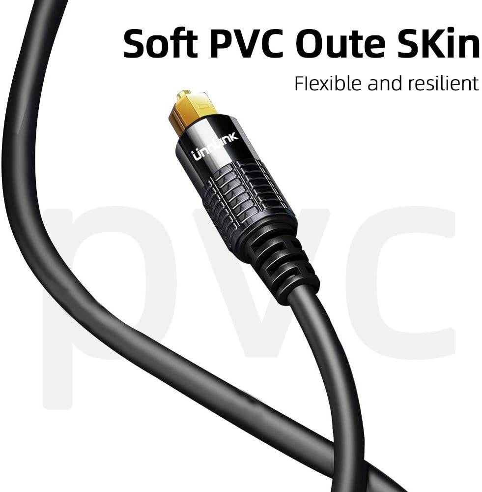 Unnlink Digital SPDIF Toslink Optical Cable Audio 9.8ft/3m HiFi 5.1 Fiber Cable for TV Box PS4 Xbox Speaker Wire Soundbar Amplifier Subwoofer