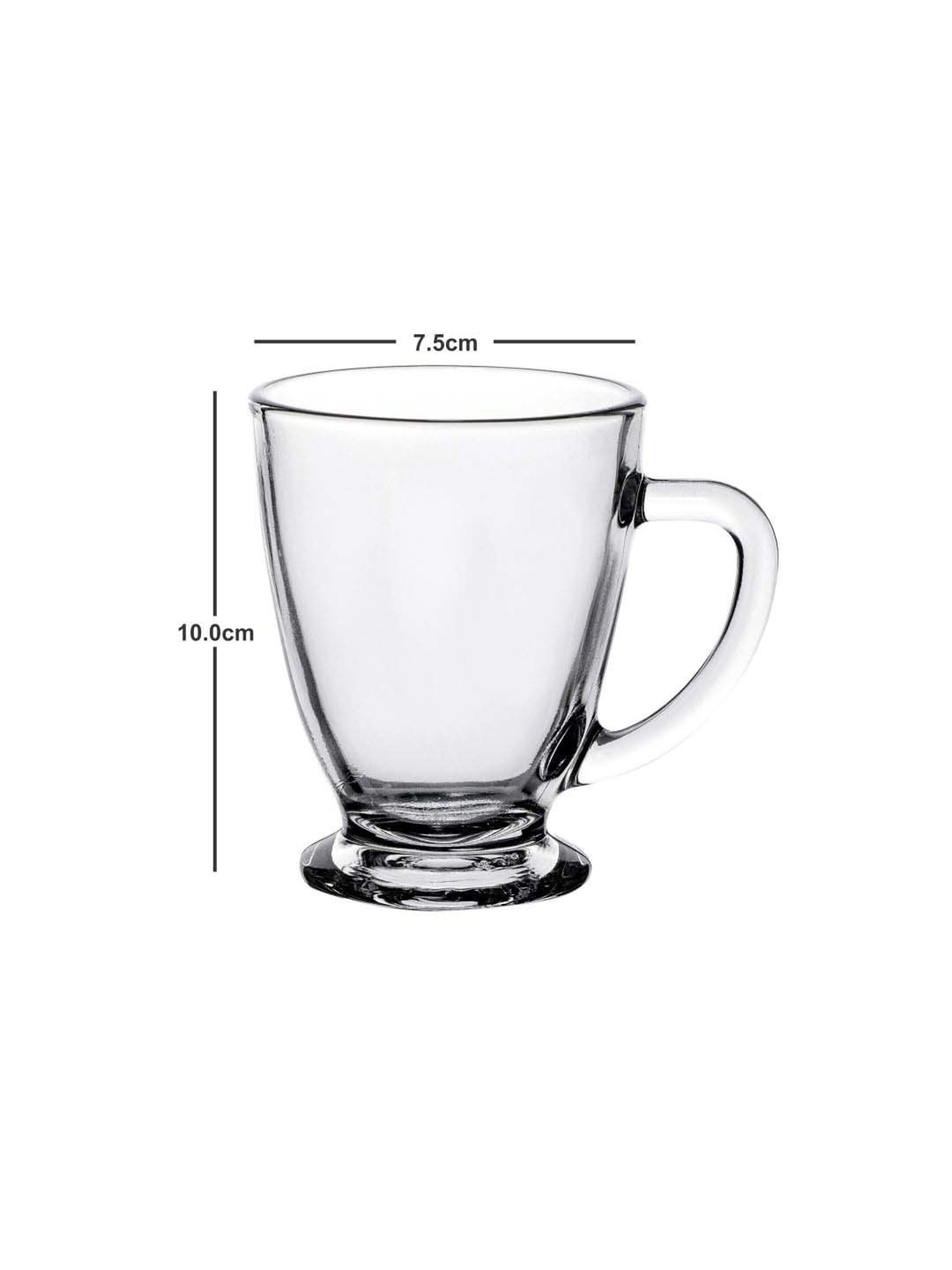 ROXX Antalya Transparent Glass Coffee Mug (0.23 L) - Set of 6