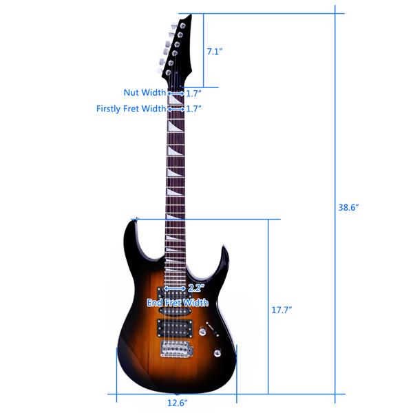 170 Burning Fire Style Professional Electric Guitar with Bag + Strap + Paddle + Rocker + Cable + Wrench Tool