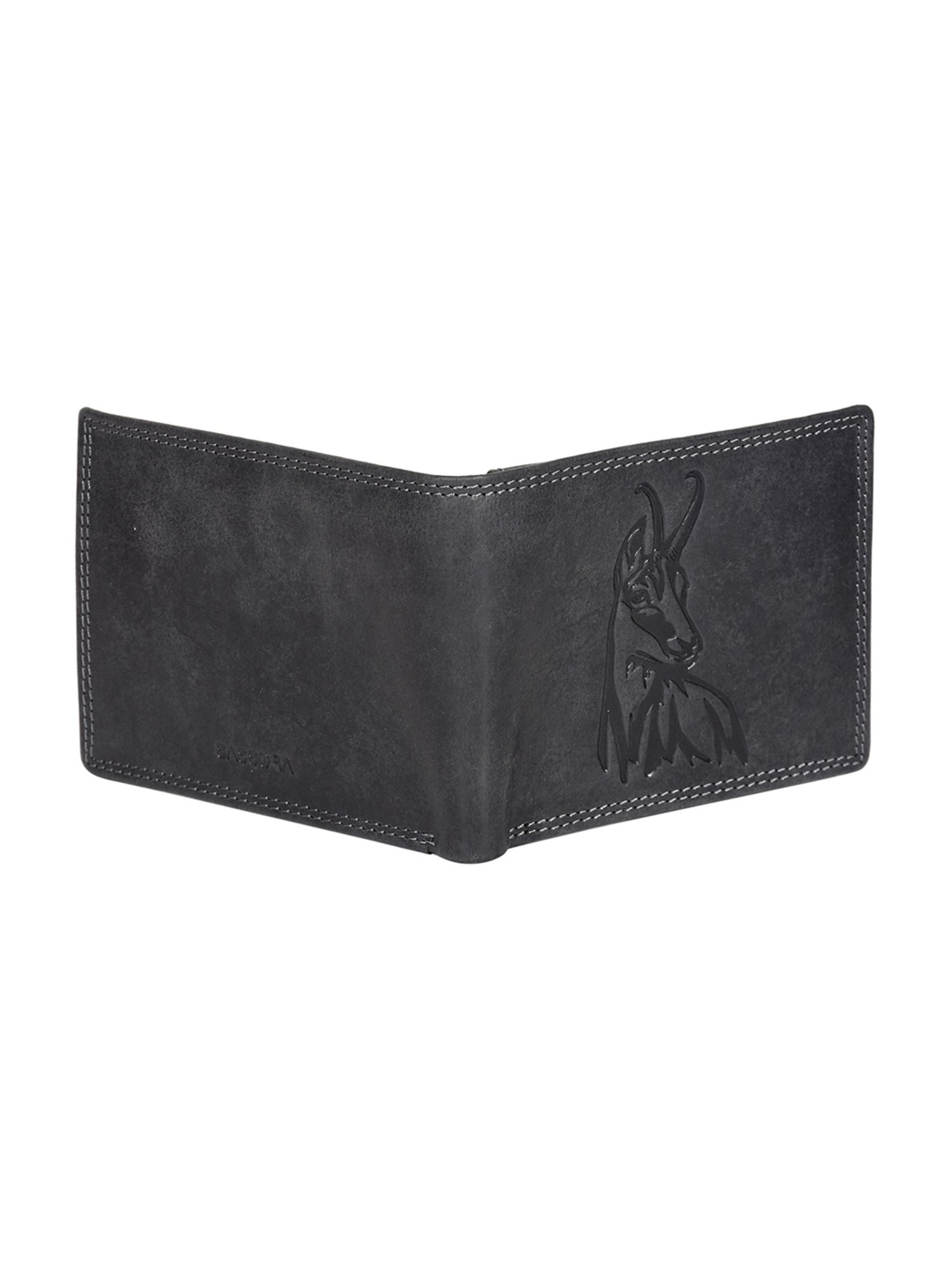 SASSORA Black ARLO Textured Small Leather Bi-Fold Wallet