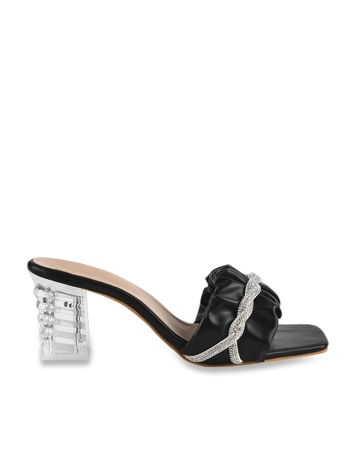 The White Pole Women's Black Casual Sandals
