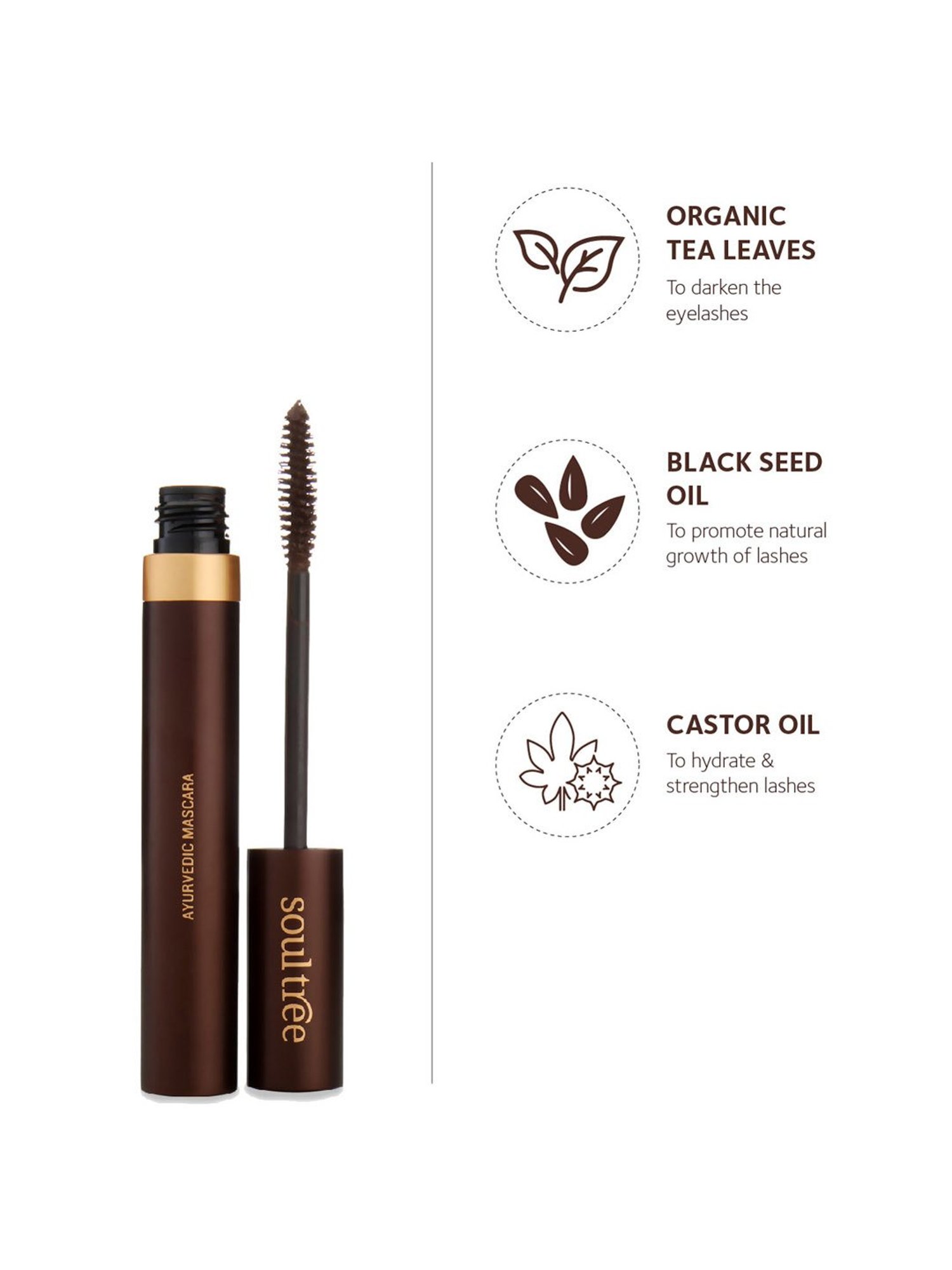 SoulTree Ayurvedic Mascara - Soft Brown - 6 gm | Organic Mascara