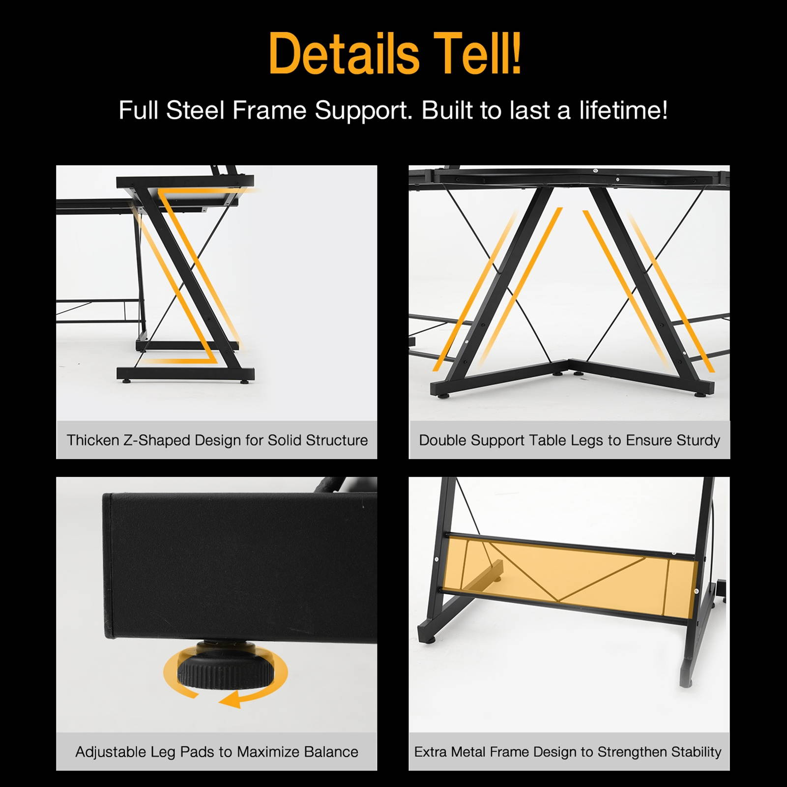 Gome L-Shaped Computer Desk - 61" Larger Corner Desk for Space Saving, Modern Home Office Writing Desk for Work, Study and Gaming, Ergonomic Wood Desk with Monitor Stand(Black)