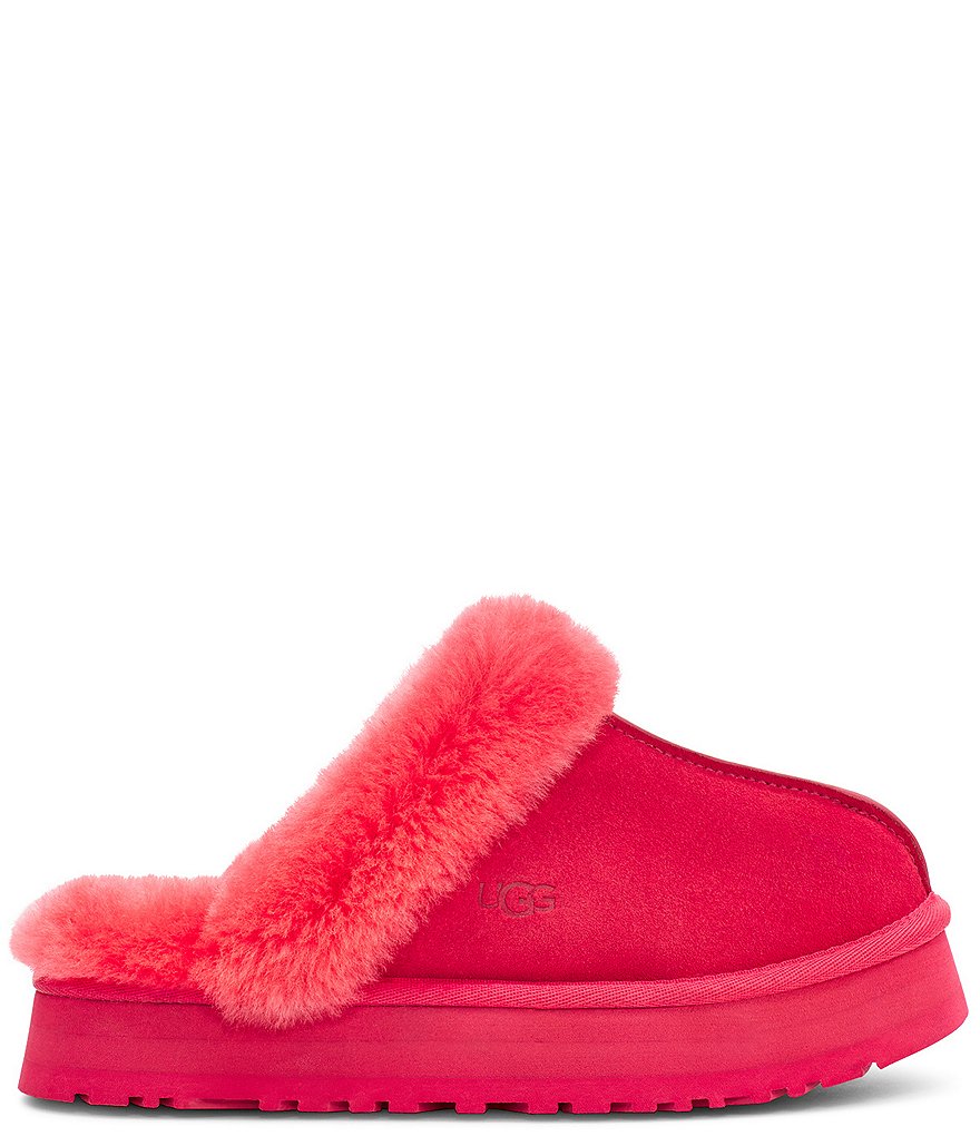 UGG&reg; Disquette Suede Fur Flatform Slides