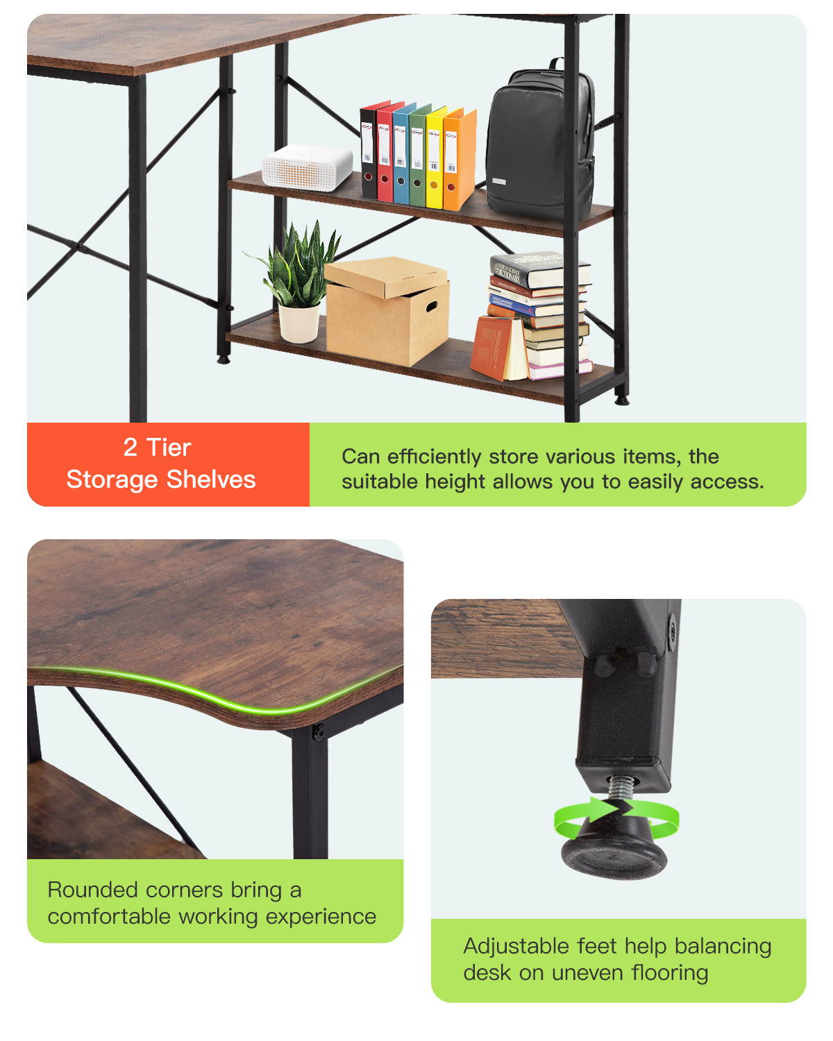 Computer Desk Office Desk Gaming Desk Extra Large 47&rdquo;x 28.7" Black Modern Student Girl Kids Study PC Simple Executive Table Workstation for Small Space