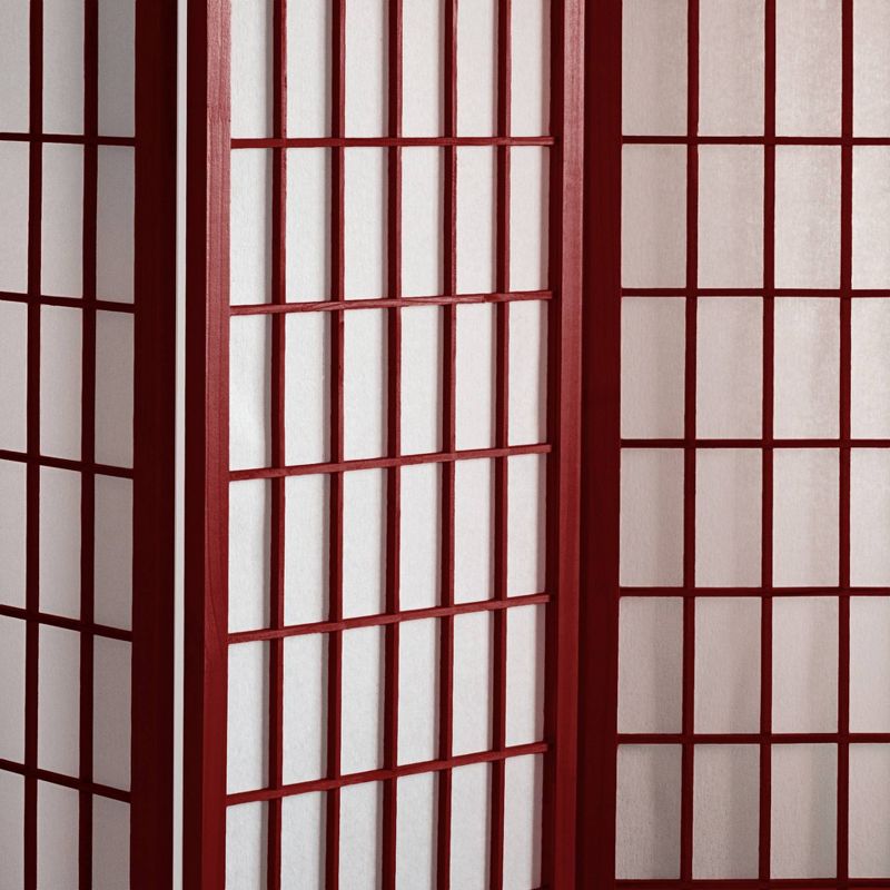 4 ft. Tall Window Pane Shoji Screen - Rosewood (4 Panels)