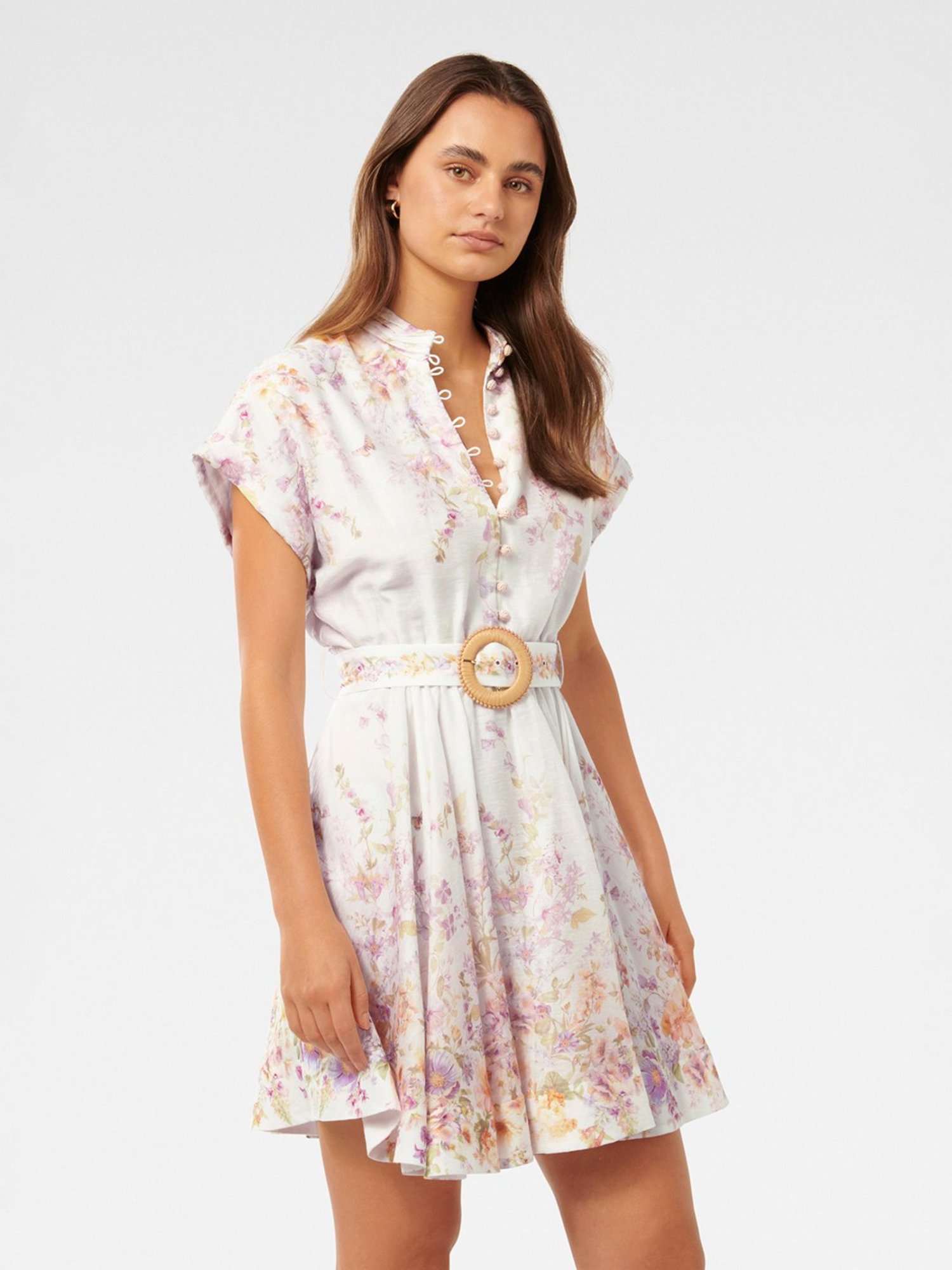 Forever New Anne-Marie Floral Print Skater A Line Dress With Belt