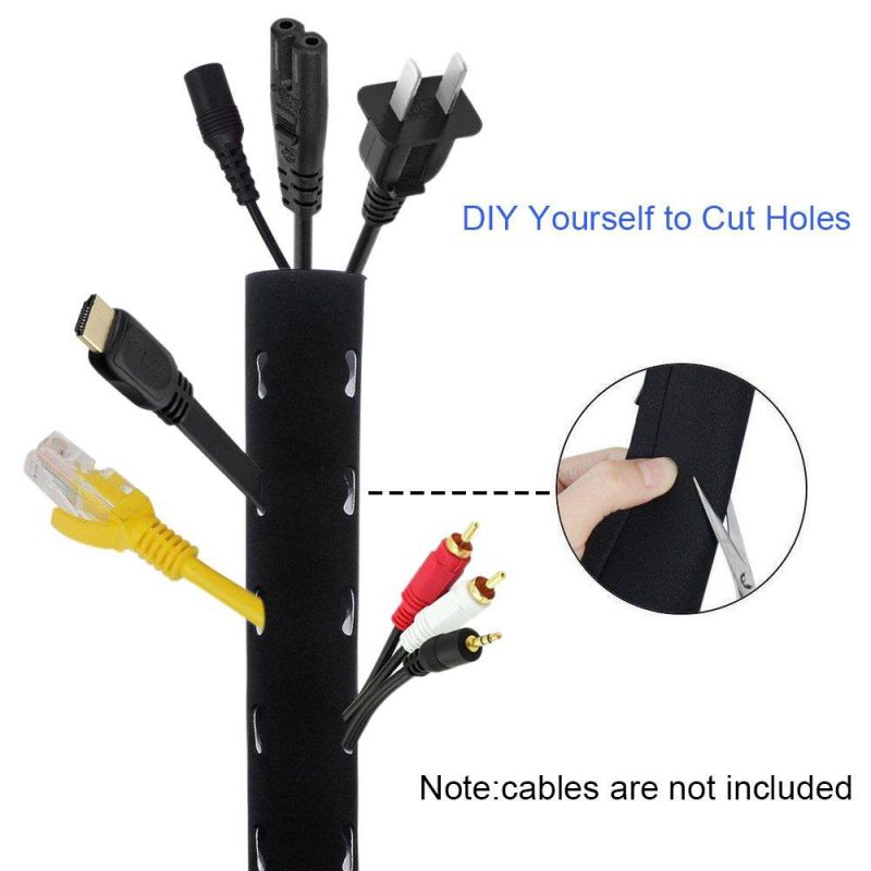 Cable Cord Management Sleeve 4 Pack Cable Wire Organizer with Zipper, 20 Inch Neoprene Flexible Cable Sleeve Wrap Cover Organizer for TV PC Home Theater and Office (Black)