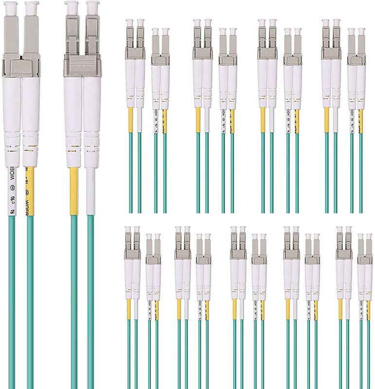 Fiber Patch Cable - LC to LC OM3 10Gb/Gigabit Multi-mode Duplex 50/125 LSZH Fiber Optic Cord for SFP Transceiver, Computer Fiber Networks and Fiber Test Equipment, 1-Meter(3.3ft, 10-Pack)