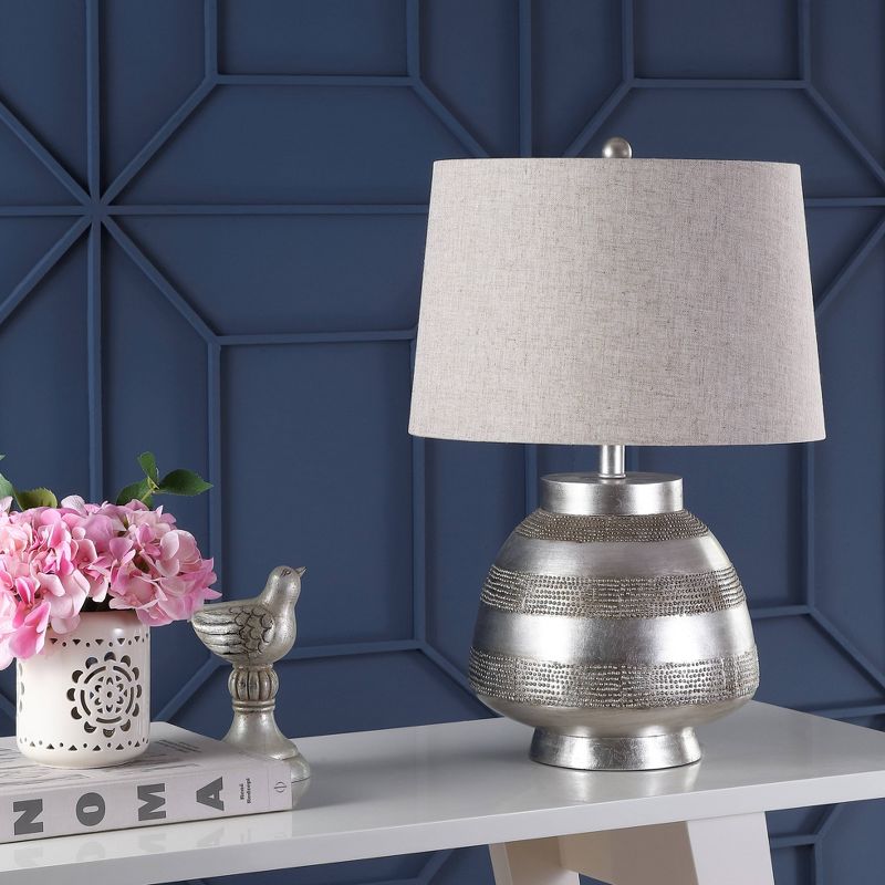 24" Ziggy Resin Table Lamp (Includes LED Light Bulb) Silver - JONATHAN Y