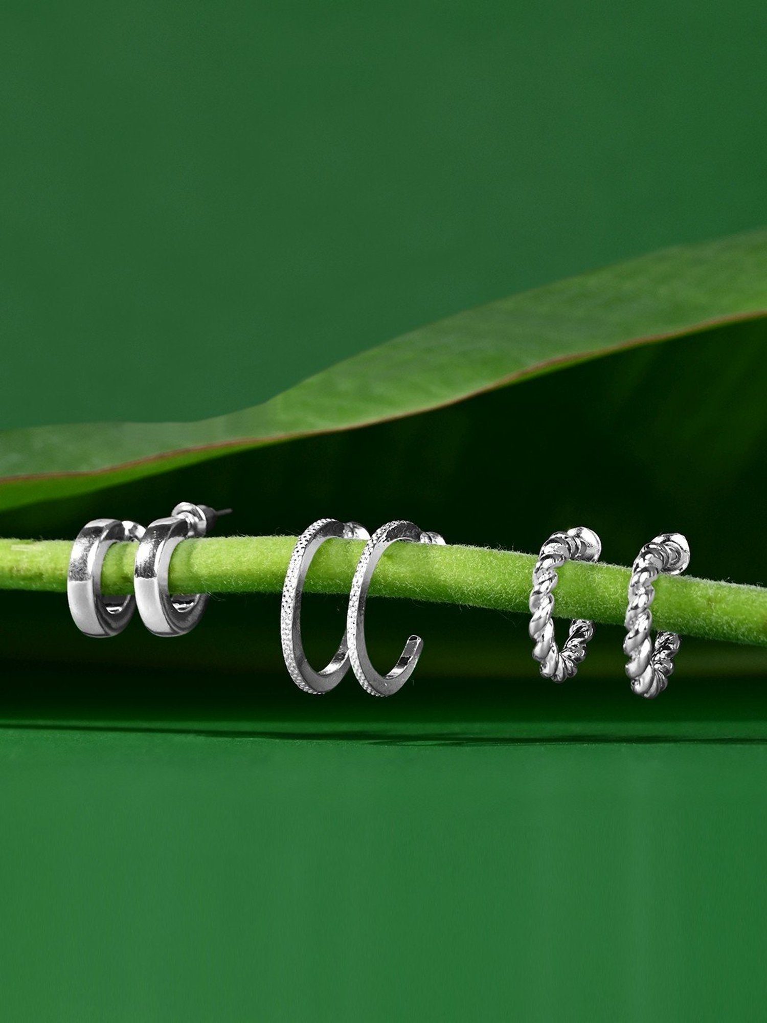 Accessorize London Silver Twisted Hoop Earrings - Set of 3