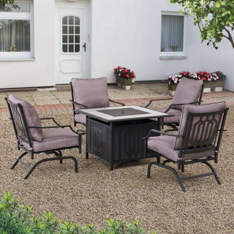 Garvey 5pc Aluminum Frame Patio Conversation Set Black - Sunjoy