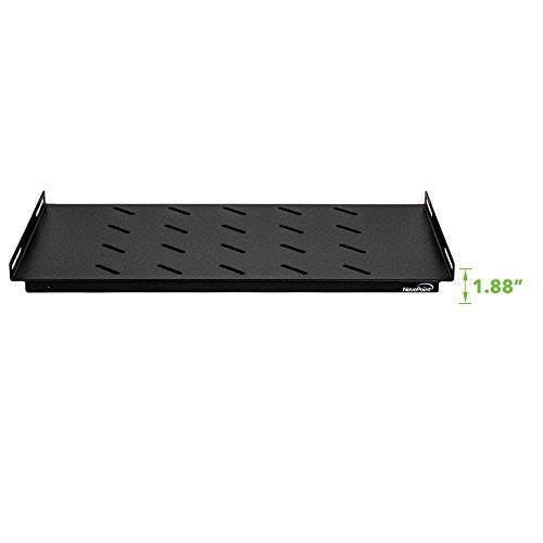 NavePoint 1U 19-Inch Fixed IT Network Cabinet Shelf For 450mm Depth Cabinet Enclosure Vented Black